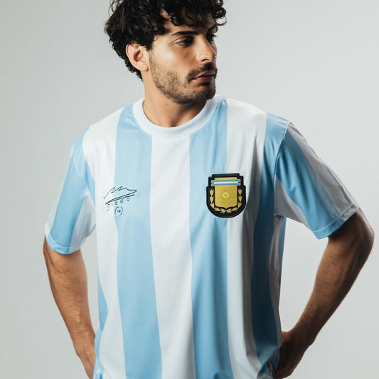 Argentina 1986 Retro Maradona Men's Jersey - White - Maradona N/10
