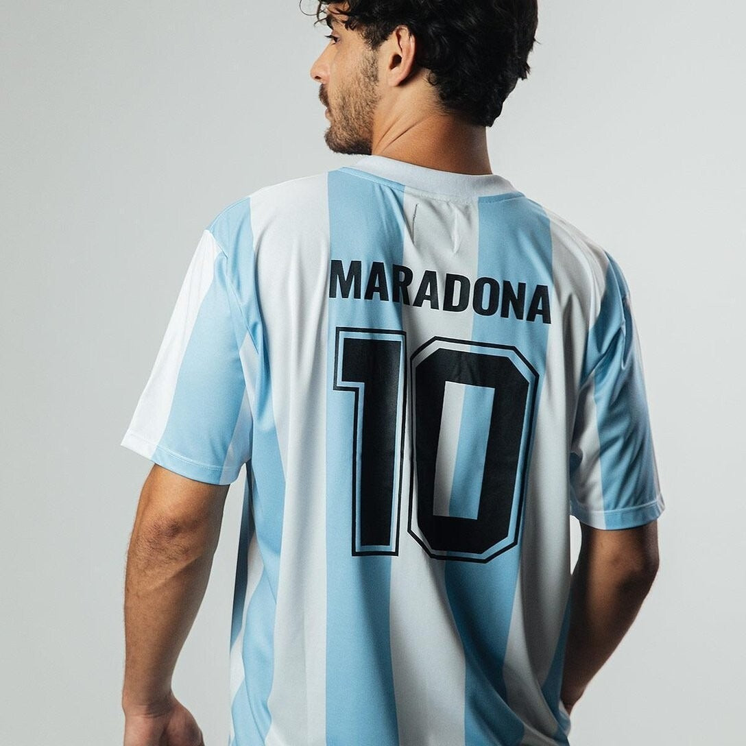 Argentina 1986 Retro Maradona Men's Jersey - White - Maradona N/10
