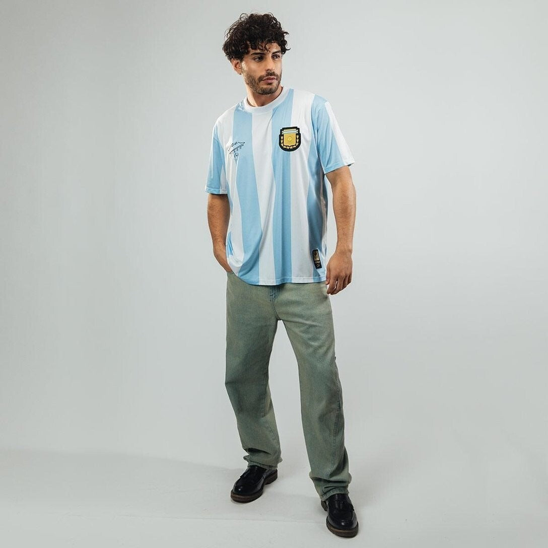 Argentina 1986 Retro Maradona Men's Jersey - White - Maradona N/10